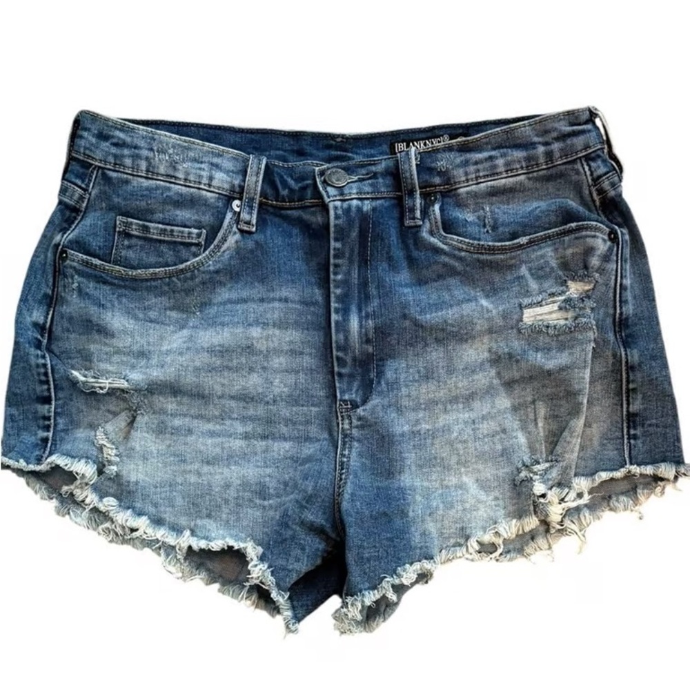 Blue Distressed Denim Shorts